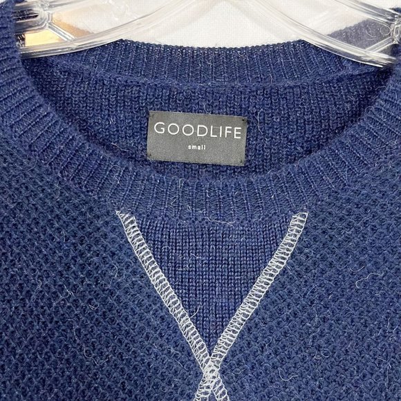 GoodLife Mens Navy Blue Crewneck Pullover Sweater Alpaca Cotton - Size Small - Picture 3 of 4
